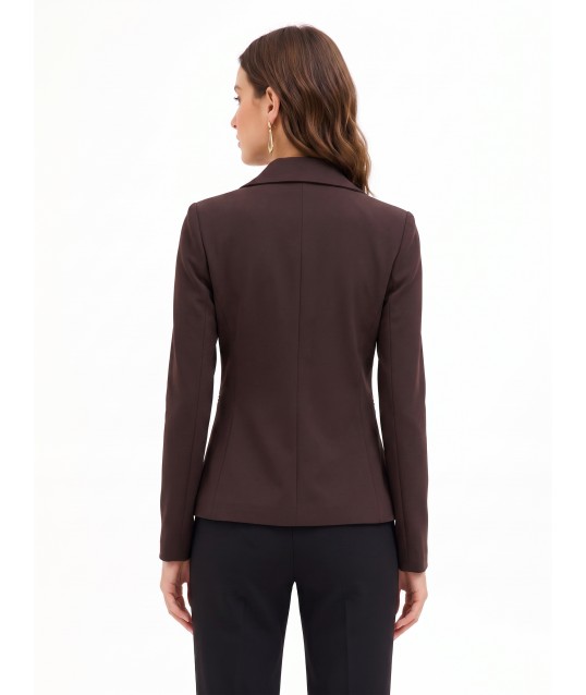 Fitted Blazer Jacket in Technical Fabric with a Button Featuring the Rinascimento Logo