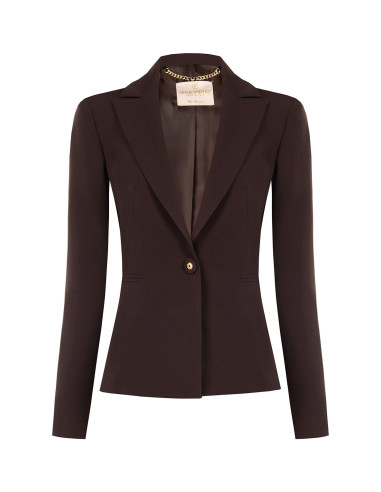Fitted Blazer Jacket in Technical Fabric with a Button Featuring the Rinascimento Logo