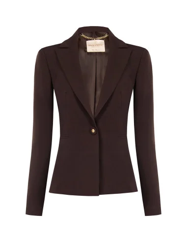 Fitted Blazer Jacket in Technical Fabric with a Button Featuring the Rinascimento Logo