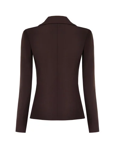 Fitted Blazer Jacket in Technical Fabric with a Button Featuring the Rinascimento Logo
