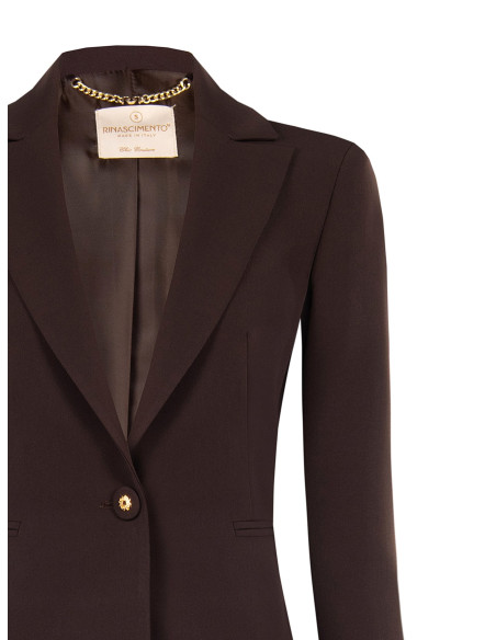 Giacca Blazer Sfiancata In Tessuto Tecnico Con Bottone Logo Rinascimento