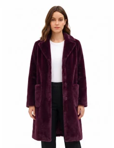 Long, Reversible Faux Shearling Coat with Maxi Pockets by Rinascimento