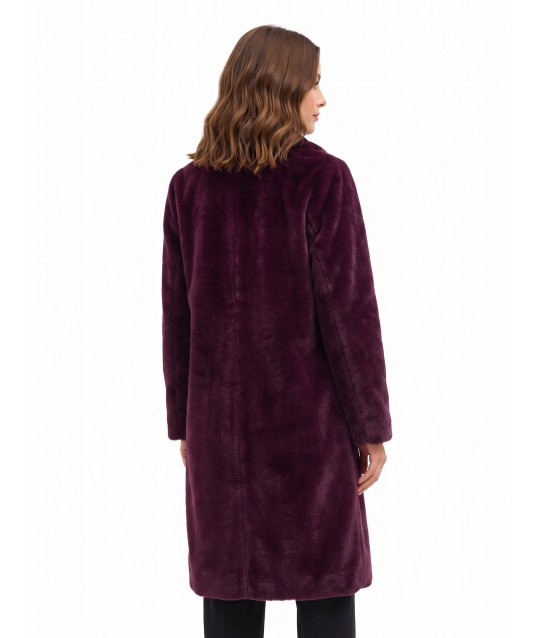 Long, Reversible Faux Shearling Coat with Maxi Pockets by Rinascimento