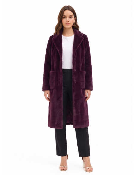 Manteau long réversible en simili-mouton avec grandes poches « Rinascimento »