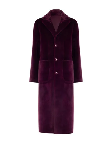 Long, Reversible Faux Shearling Coat with Maxi Pockets by Rinascimento