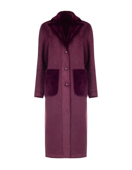 Manteau long réversible en simili-mouton avec grandes poches « Rinascimento »