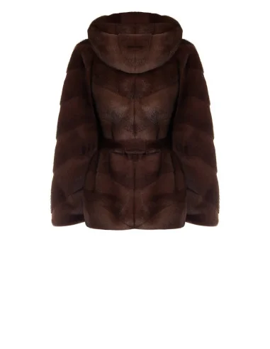 Manteau court style kimono en fourrure synthétique à motifs rayés « Rinascimento »