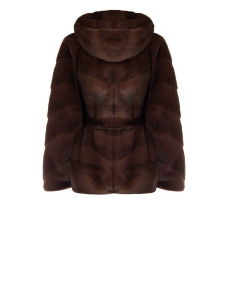 Manteau court style kimono en fourrure synthétique à motifs rayés « Rinascimento »