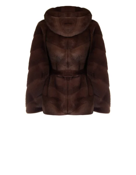 Short Kimono-Style Coat in Faux Fur with a Striped Pattern, ‘Rinascimento’ Effect