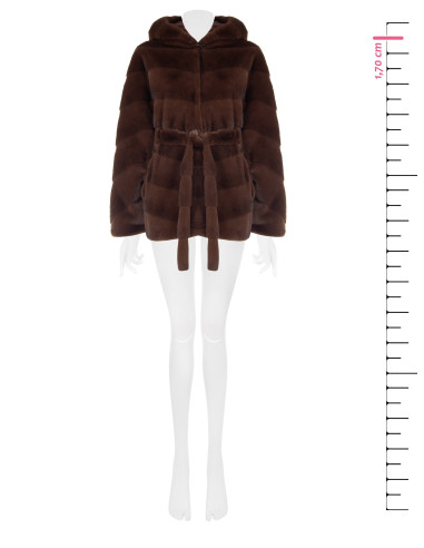 Manteau court style kimono en fourrure synthétique à motifs rayés « Rinascimento »