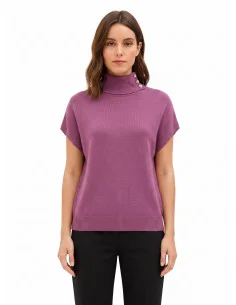 Oversized Turtleneck Jumper in a Viscose Blend with Rinascimento Jewelled Buttons