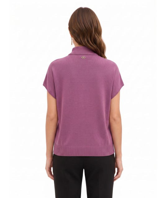 Maglione Over Dolcevita In Misto Viscosa Con Bottoni Gioiello Rinascimento