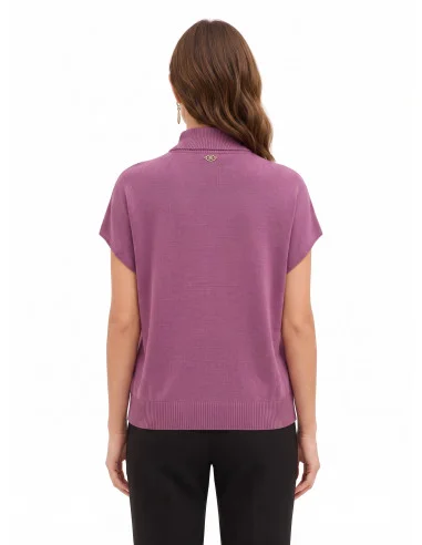 Maglione Over Dolcevita In Misto Viscosa Con Bottoni Gioiello Rinascimento