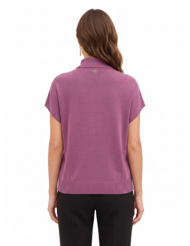 Pull à col roulé ample en mélange de viscose avec boutons décoratifs « Rinascimento »