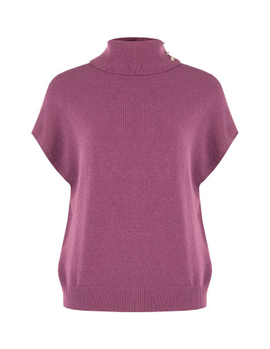 Maglione Over Dolcevita In Misto Viscosa Con Bottoni Gioiello Rinascimento