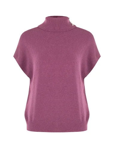 Pull à col roulé ample en mélange de viscose avec boutons décoratifs « Rinascimento »