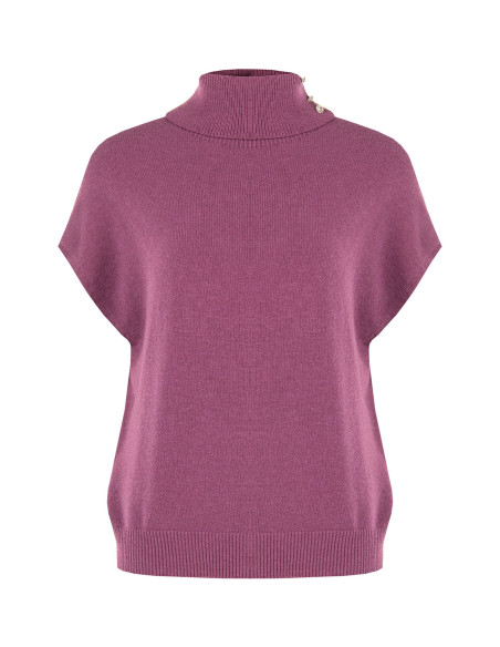 Maglione Over Dolcevita In Misto Viscosa Con Bottoni Gioiello Rinascimento