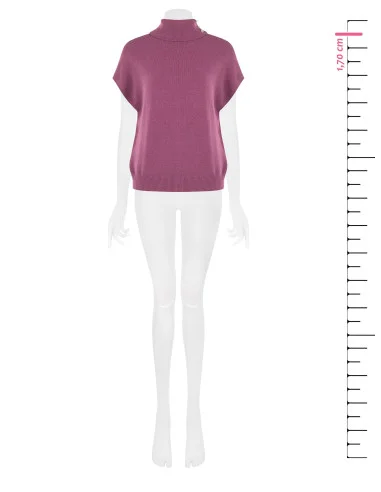 Maglione Over Dolcevita In Misto Viscosa Con Bottoni Gioiello Rinascimento