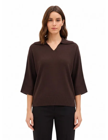 Polo ample et léger en mélange de viscose, à manches 3/4, « Rinascimento »