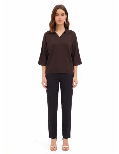 Polo ample et léger en mélange de viscose, à manches 3/4, « Rinascimento »