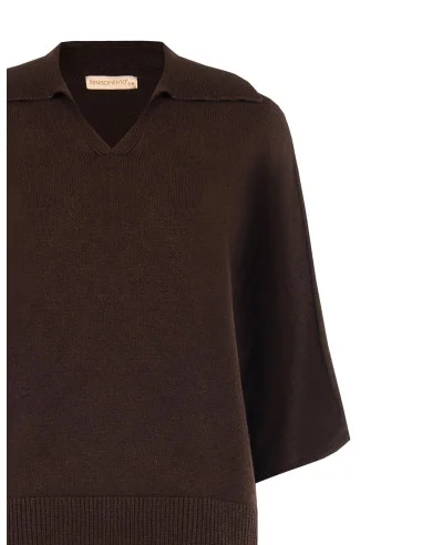 Lightweight Oversized Polo Jumper in Viscose Blend with 3/4-length Sleeves – Rinascimento