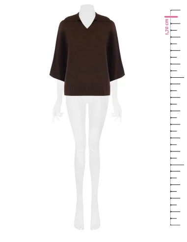 Maglione Polo Over Leggero In Misto Viscosa Con Maniche A 3/4 Rinascimento