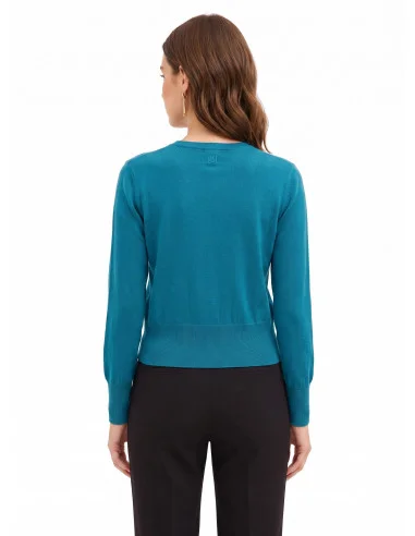 Cardigan à col rond avec boutons ton sur ton « Rinascimento »