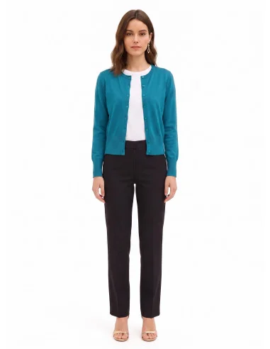 Cardigan à col rond avec boutons ton sur ton « Rinascimento »
