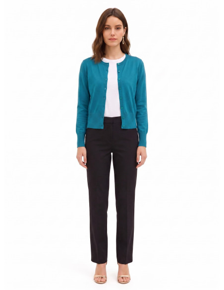 Cardigan à col rond avec boutons ton sur ton « Rinascimento »
