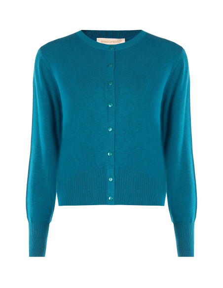 Rinascimento Round-Neck Cardigan with Tone-on-Tone Buttons