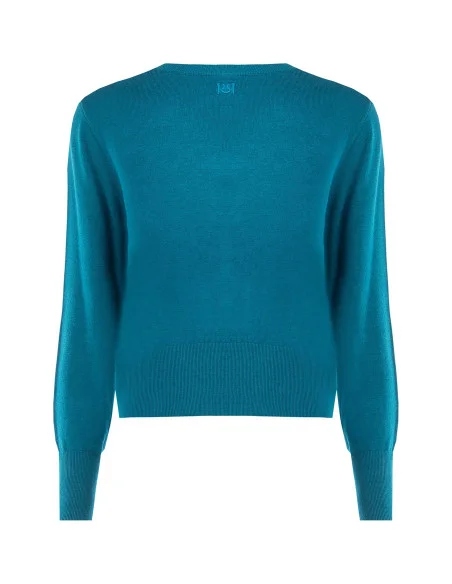 Rinascimento Round-Neck Cardigan with Tone-on-Tone Buttons