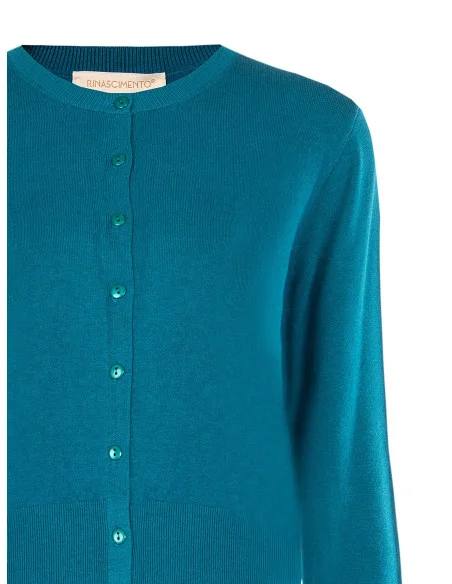 Cardigan à col rond avec boutons ton sur ton « Rinascimento »