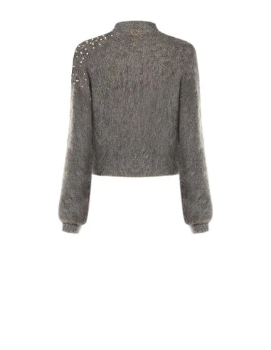 Rinascimento Mohair Crop Jumper with Cabochon Crystals