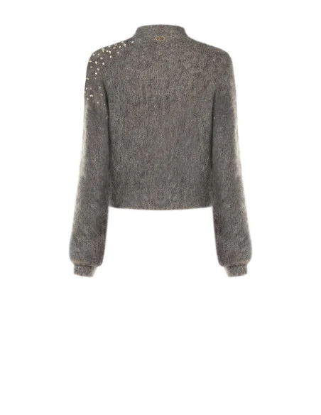 Rinascimento Mohair Crop Jumper with Cabochon Crystals