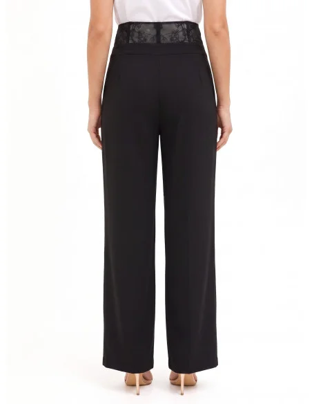 Pantalon palazzo en tissu Cadi avec bande bustier en dentelle Rinascimento