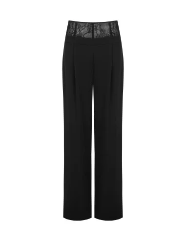Pantalon palazzo en tissu Cadi avec bande bustier en dentelle Rinascimento