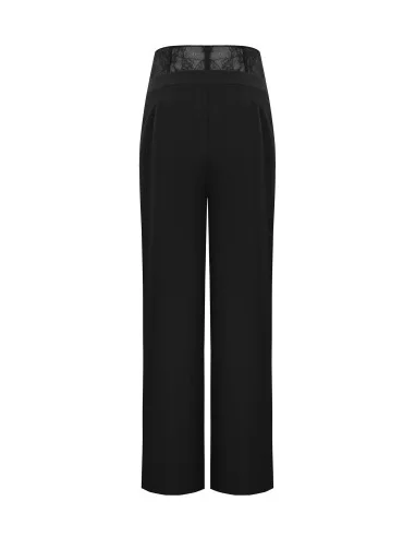 Pantalon palazzo en tissu Cadi avec bande bustier en dentelle Rinascimento