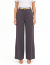 Pantalon palazzo à un pli, avec ceinture en simili-cuir et pendentif en forme de cadenas « Rinascimento »