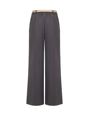 Pantalon palazzo à un pli, avec ceinture en simili-cuir et pendentif en forme de cadenas « Rinascimento »