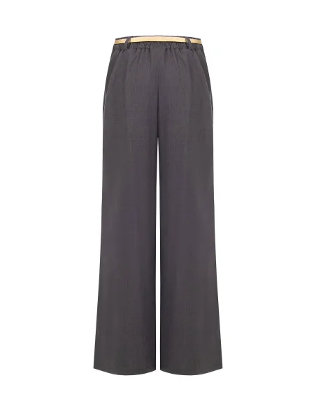 Pantalon palazzo à un pli, avec ceinture en simili-cuir et pendentif en forme de cadenas « Rinascimento »