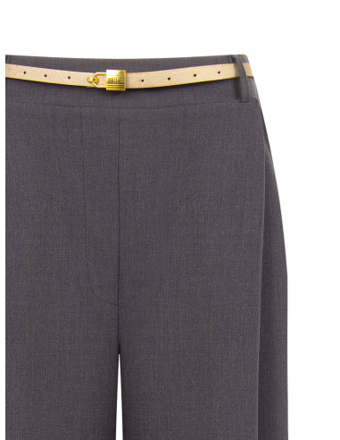 Pantaloni Palazzo A 1 Piega Con Cintura In Similpelle E Ciondolo Lucchetto Rinascimento