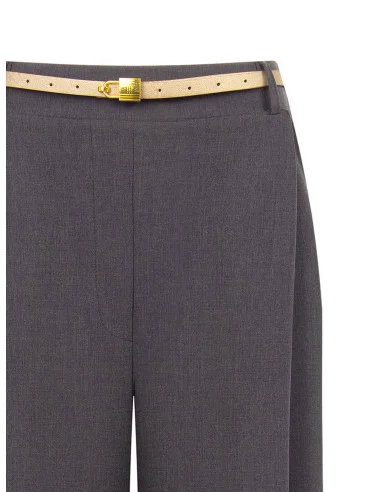 Pantaloni Palazzo A 1 Piega Con Cintura In Similpelle E Ciondolo Lucchetto Rinascimento