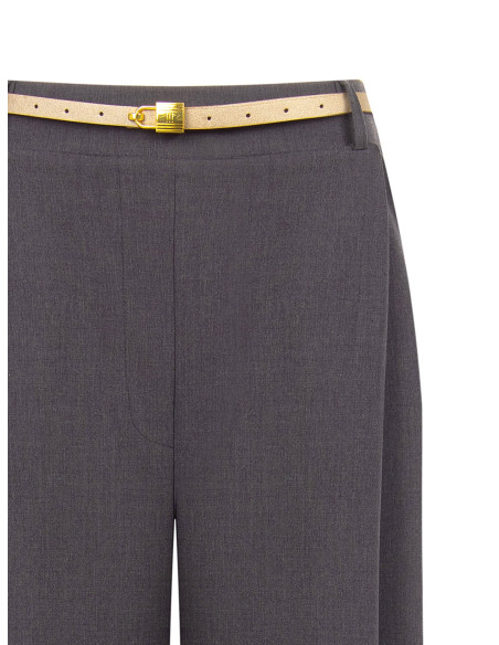 Pantaloni Palazzo A 1 Piega Con Cintura In Similpelle E Ciondolo Lucchetto Rinascimento