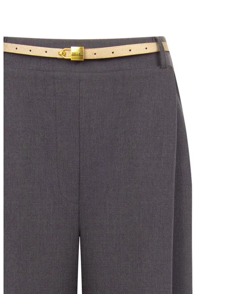 Pantaloni Palazzo A 1 Piega Con Cintura In Similpelle E Ciondolo Lucchetto Rinascimento