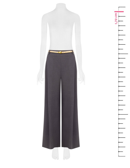 Single-pleat Palazzo Trousers with Faux-Leather Belt and Rinascimento Padlock Pendant