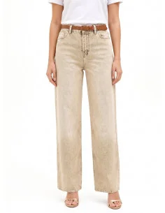 Rinascimento Bleached-Effect Palazzo Jeans