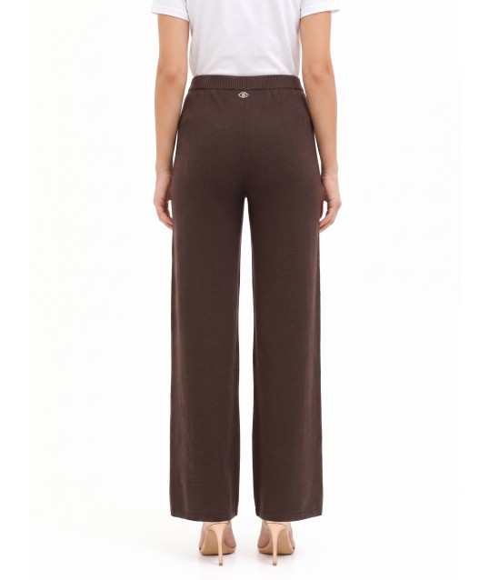 Pantalon palazzo en maille avec élastique à la taille – Rinascimento
