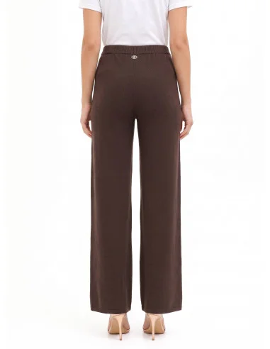 Pantalon palazzo en maille avec élastique à la taille – Rinascimento