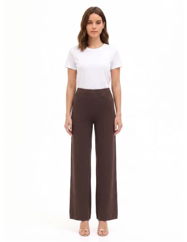 Pantalon palazzo en maille avec élastique à la taille – Rinascimento