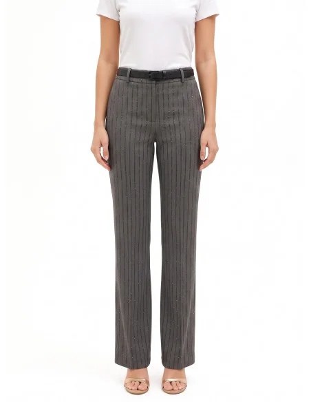 Rinascimento Straight-Leg Striped Sequinned Trousers